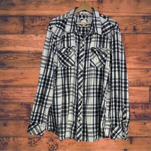 BKE Button Front Long Sleeve Raw Stitched Slim Fit Shirt XXL